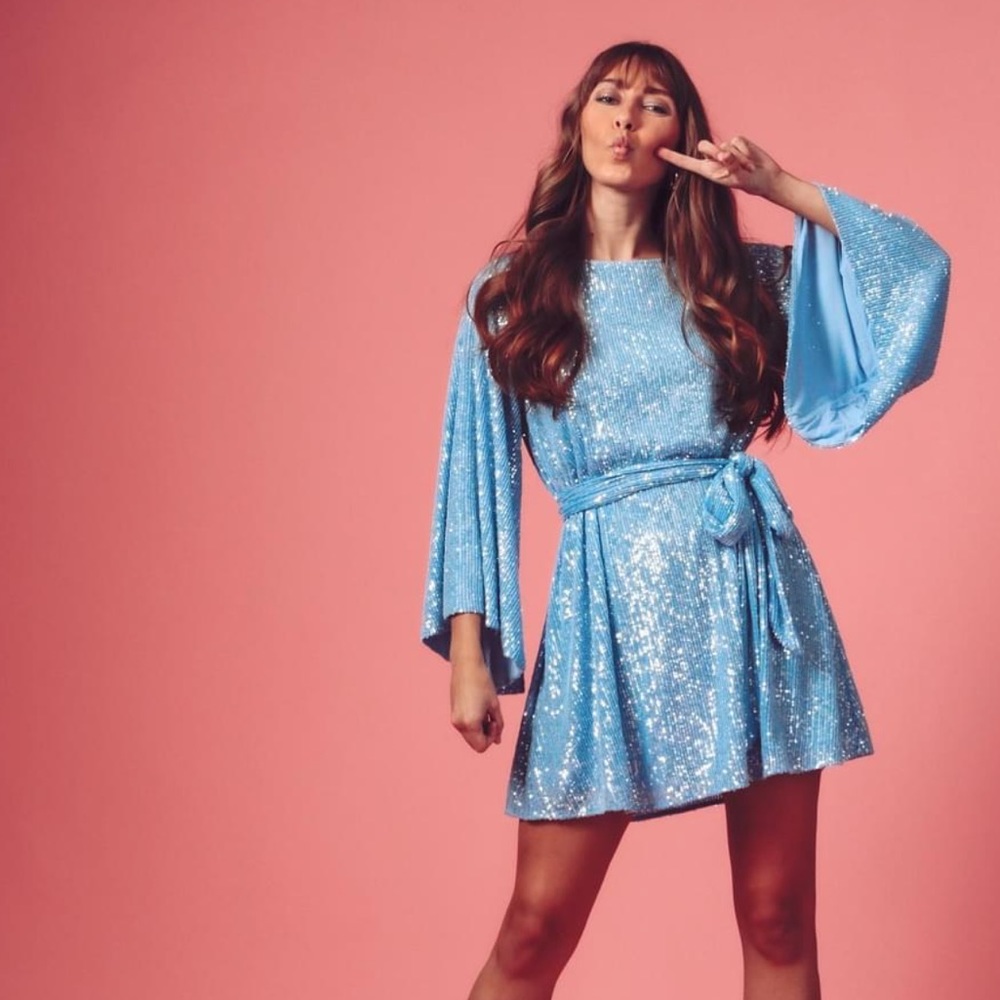 COPY - NWT Jay Godfrey Maggie Sequin Mini Ice Blue